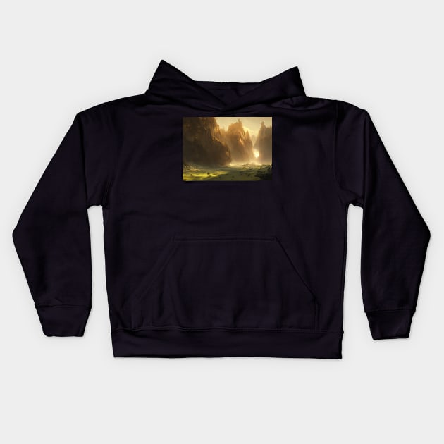 easy landscape, beautiful wall painting for living room invigorating Kids Hoodie by GoranDesign